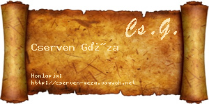 Cserven Géza névjegykártya